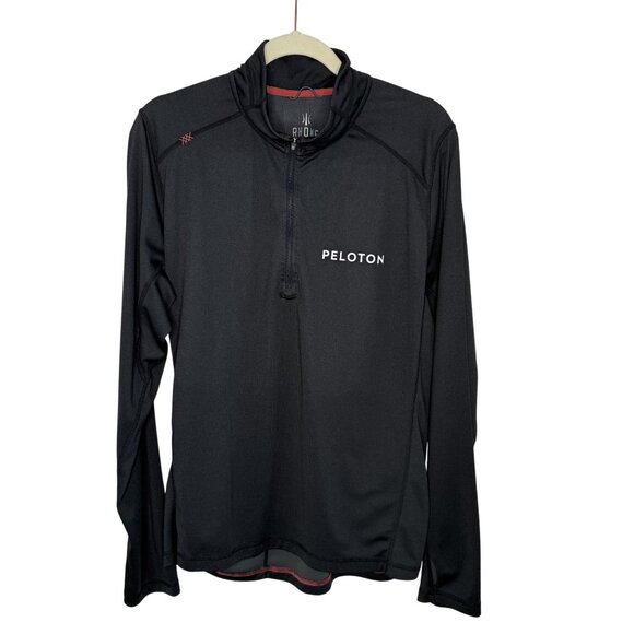 Rhone Peloton Mens Black 1/4 Zip Pullover Jacket With Rear Pocket, L - Picture 1 of 9